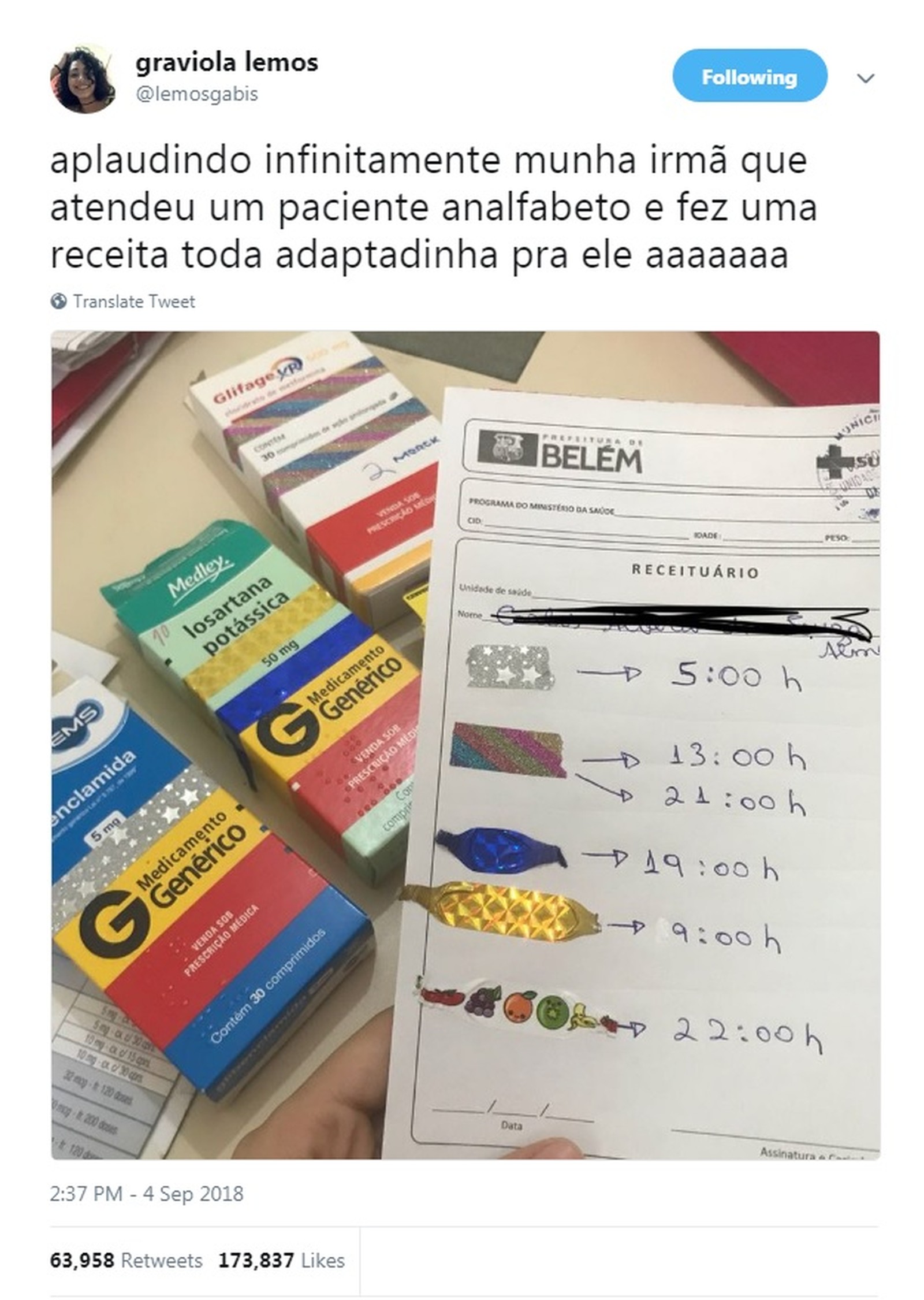 estudante de medicina faz receita adaptada para paciente que nao sabe ler1